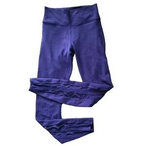 Lululemon Essentials Rhythm Tights High Rise emperor Blue criss cross Pants 6
